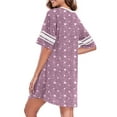 thumbnail image 4 of DreamFish Womens Nightgown Short Sleeve Sleepshirt V Neck Sleepwear Casual Loungewear Ladies Sleepwear, 4 of 8