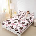 thumbnail image 4 of Homewish Cute Bowtie Ribbon Twin Sheet Sets,Rugby Football Game Twin Fitted Sheet,Pink White Brown Flat Sheet For Girl Kids,Ultra Soft Home Decor,3pcs, 4 of 7