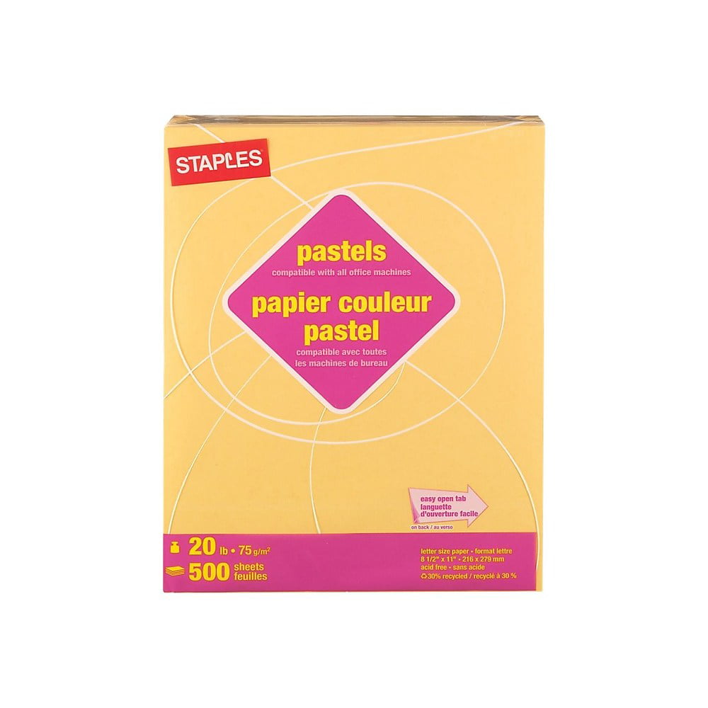 Staples Pastel Colored Copy Paper 8 1/2" x 11" Goldenrod Ream 490944 