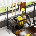 thumbnail image 3 of SUTENGDA Stainless Steel Sink Caddy  Sponge Drain Rack with Dishcloth Holder  Kitchen Countertop Organizer for Sponge  Dish Soap  Dishcloth  Brushes  and Rags, 3 of 7