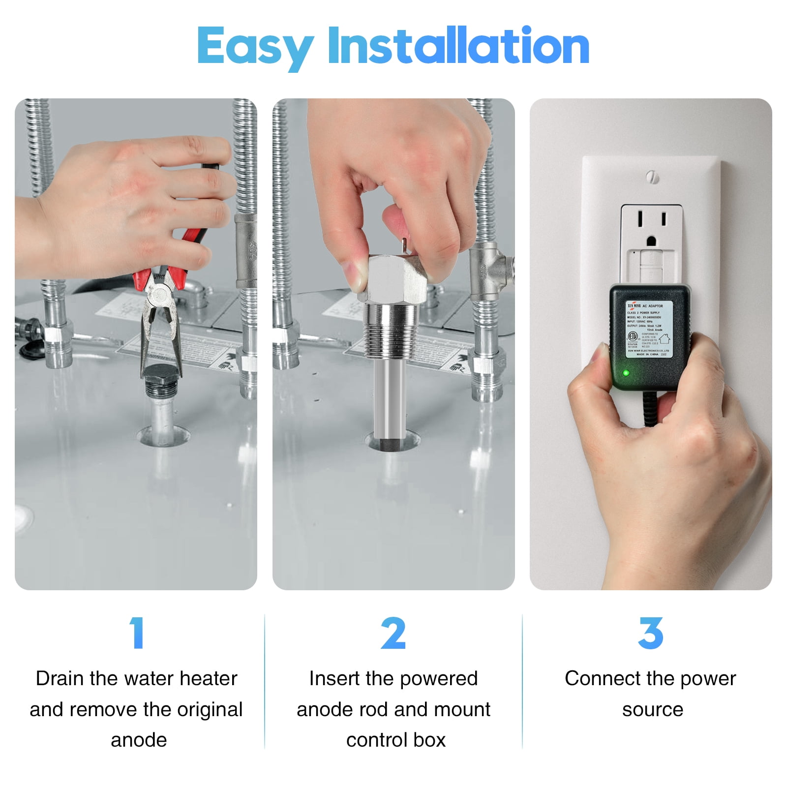 Briidea Water Heater Anode Rod Made of Titanium,  Anti-Rust and Corrosion, Reduce Limescale