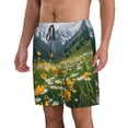 thumbnail image 2 of Balery Mountain Daisy Meadow Traje de Baño Estilo Hawaiano para Hombre, Shorts de Secado Rápido con Bolsillos-Large, 2 of 6