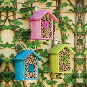 Pink Blue and Green Wood House Bee Habitats