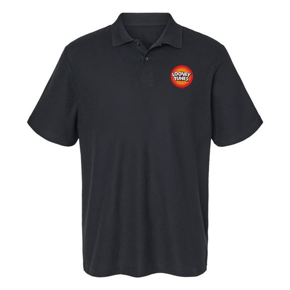 Looney Tunes Circle Logo Cotton Polo Shirt, Black, 3X-Large