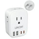 thumbnail image 1 of Adaptador de Enchufe Americano LENCENT Blanco con Cargador de 4 Salidas CA y 4 USB (2 USB C), 1 of 8