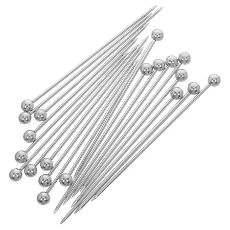 RENACLIPY 20Pcs Stainless Steel Drink Picks Sleek Design Cocktail Garnish Sticks for Home Bar Use