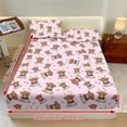 thumbnail image 3 of ZIATUBLES Queen Size Polyester Sheets, 3 Piece Soft Cozy Bed Sheets, Comfortable Breathable Bedding with Standard Pocket (1 Fitted Sheet, 2 Pillowcase), Pink Highland Cow Easter Egg Print, 3 of 9