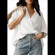 thumbnail image 2 of Blusa Informal Elegante para Mujer, de Negocios, de Corta, con Cuello en V y Tapeta, Camisa de Trabajo M, 2 of 8