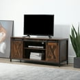 thumbnail image 2 of HOMCOM Table Télé Meuble Télé avec Rangement et Porte de Grange Brun, 2 of 10