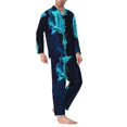 thumbnail image 2 of Fotbe Blue Marble And Gold Pijama de Hombre con Estampado de Manga Larga, Conjunto de 2 Piezas, Ropa de Dormir Suave y Cómoda con Bolsillos-Large, 2 of 7