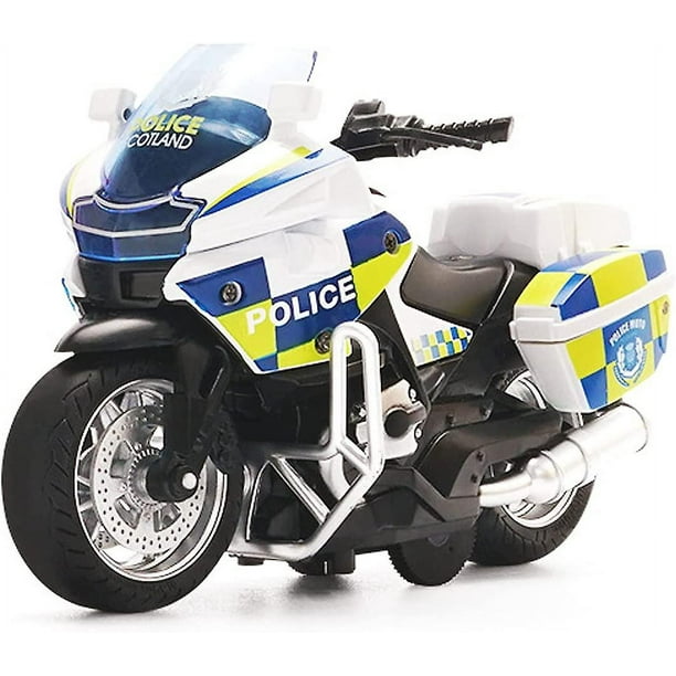 Modelo de moto de Policía Huoguo 1:14 YONGSHENG de metal fundido a presión con luz y Sonido