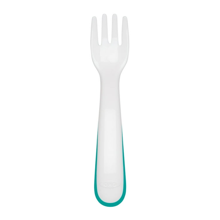 OXO Tot On-The-Go Fork And Spoon Set, Stainless Steel, TPR, Plastic - Teal