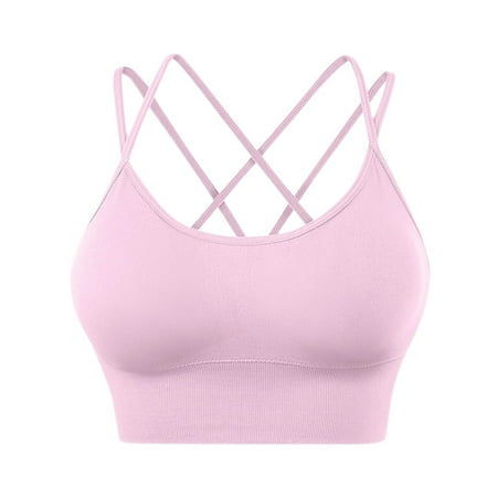 

Women Cross Back Sport Bras Padded Strappy Criss Cross Cropped Bras For Yoga Workout Fitness Bras