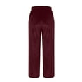 thumbnail image 4 of QATAINLAV Birthday Gifts Womens Velvet Lounge Pant Loose Fit Wide Leg Sweatpant Casual Elastic Waist Athletic Yoga Pants Outdoor Side Pockets Trousers Wine M, 4 of 9