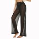 thumbnail image 3 of RUEWEY Pantalones de malla transparente para mujer, traje de baño, parte inferior de bikini, cintura elástica, pierna ancha, pantalones largos palazzo (2XL negro), 3 of 5