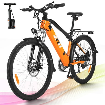 ZNH Electric Bike, 26" 350W Ebike Electric Mountain Bicycle for Adults Men Women, Built-in 36V 10Ah Removable Battery, with 4 Working Modes, Shimano 21-Speed, Orange