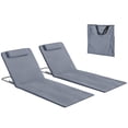 thumbnail image 1 of Outsunny 2 Pcs Folding Beach Lounge Chair Chaise Lounge w/ Pillow, Grey, 1 of 10