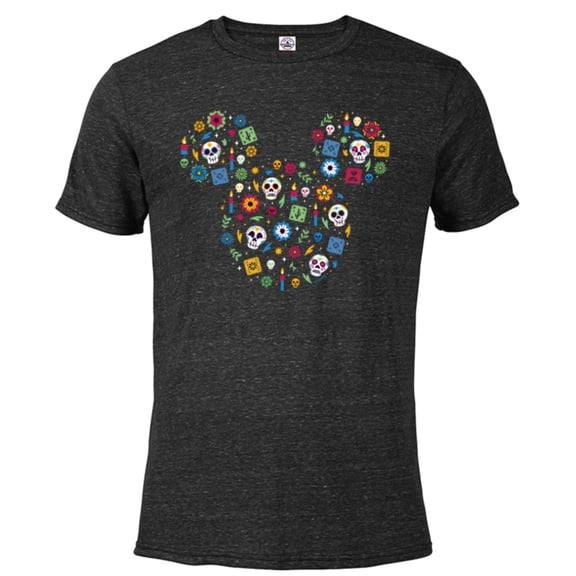 Disney Mickey Mouse Icon Día de los Muertos Day of the Dead - Short Sleeve Blended T-Shirt for Adults - Customized-Black Snow Heather