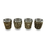 Set of 4 Human Skull Themed Shot Glasses by Zeckos