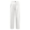 thumbnail image 3 of QLEICOM Women's Cropped Pants, Drawstring Stretch Sweatpants, Cotton Linen Loose Straight-Leg, Casual Elastic Waist Trousers with Pockets, Summer Running Jogging Athletic Pants White XL, 3 of 4