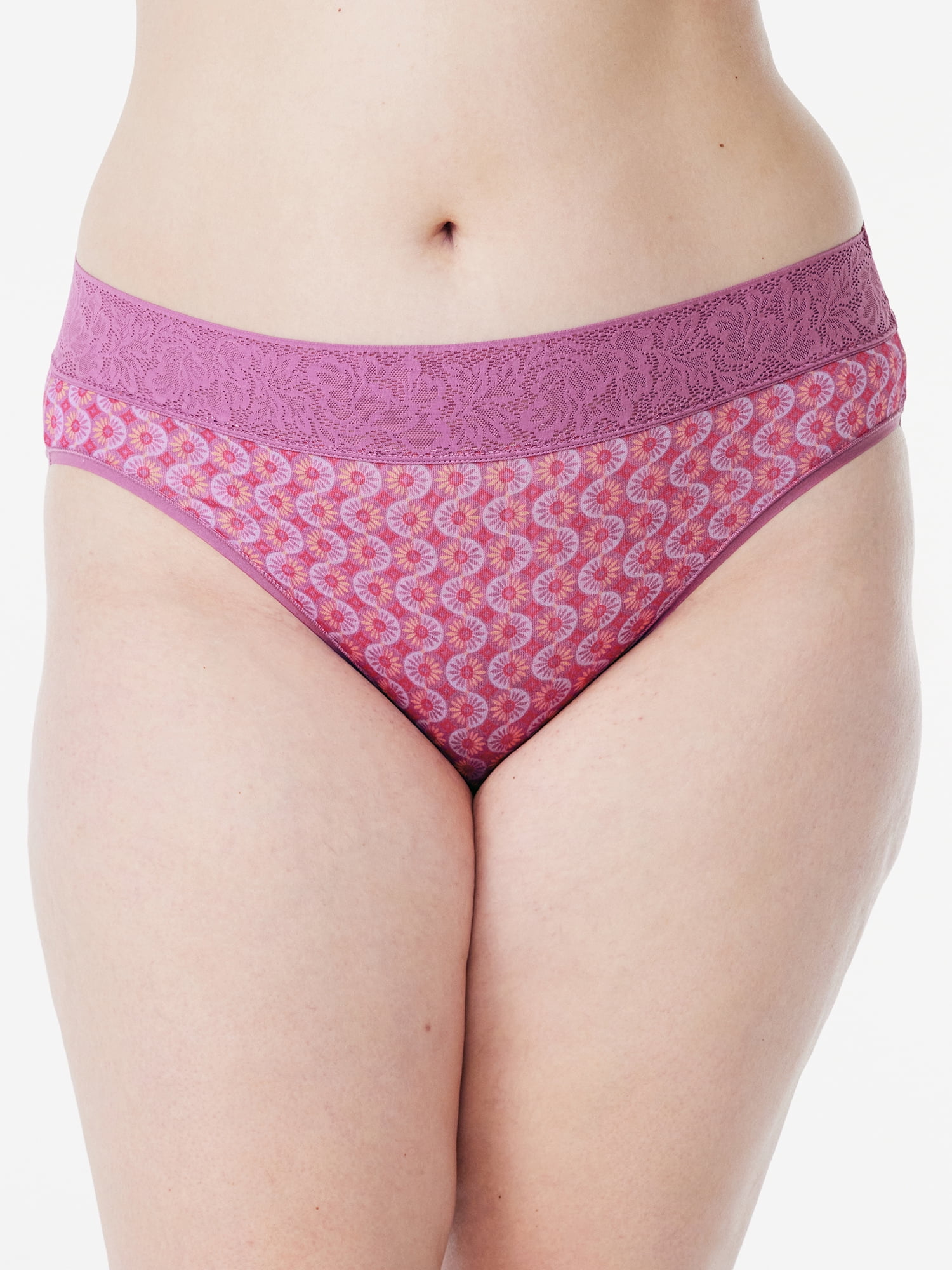 Joyspun Women's Modal and Lace Hi Cut Panties, 3-Pack, Sizes to 3XL