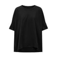 thumbnail image 6 of HOMBOM Womens Shirts Short Sleeve Pullover Black Summer Solid Color Crew Neck Loose T Shirts for Young Women, 6 of 6
