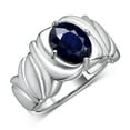 thumbnail image 3 of RYLOS Rings for Women 14K White Gold Ring Solitaire 9X7MM Oval Gemstone with Satin Finish Band September Sapphire Jewelry Size 7, 3 of 7