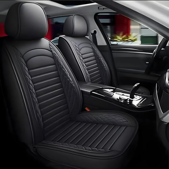 Full Set Car Seat Covers Fit for Chevrolet Suburban 2009-2024,5pcs PU Leather Car Seat Cushion Protector Waterproof&Airbag Compatible,Black