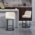 thumbnail image 3 of S-HOME Modern Linen Fabric Counter Height Bar Stools Set of 2 with Backrest and Footrest for Dining Experience, Beige, 3 of 17