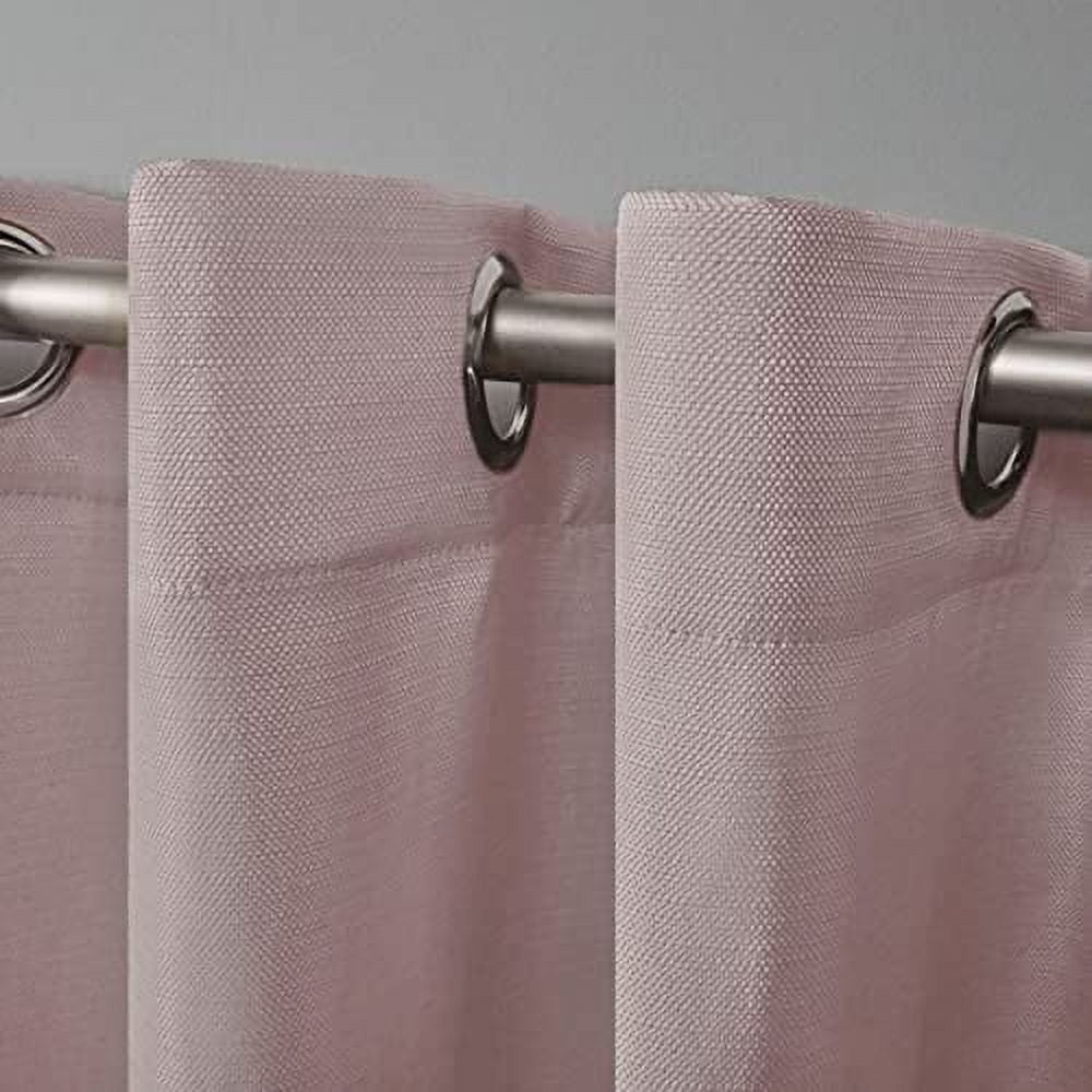 Exclusive Home Delano Heavyweight Textured Indoor/Outdoor Grommet Top Curtain Panel Pair, 54"x120", Blush