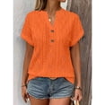 thumbnail image 6 of T Shirts For Women Orange Womens Tops Fashion V Neck With Mesh Cut Out Short Sleeved Elegan Casual Pullover Daily Comfortable Summer Tops, 6 of 7