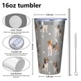 thumbnail image 4 of 16oz Tumblers Beagle and Dog Footprints Stainless Steel Vacuum Insulated Double Wall Travel Tumbler Cups Mug with Lid and Straw,Cleaning Brush for Coffee,Tea, 4 of 4