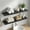Black, variant on Resenkose Modern Floating Wall Shelves with Invisible Bracket, Military-Grade Iron and Solid Wood Construction for Living Room, White and Gold Finish