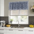 thumbnail image 4 of 2 Pack Navy Blue Floral Boho Valances for Windows Bedroom Living Room Window Treatments, Ethnic Tribe Abstract Art Flower Rod Pocket Valance Drapes Short Kitchen Curtains Over Sink 42"x18", 4 of 8