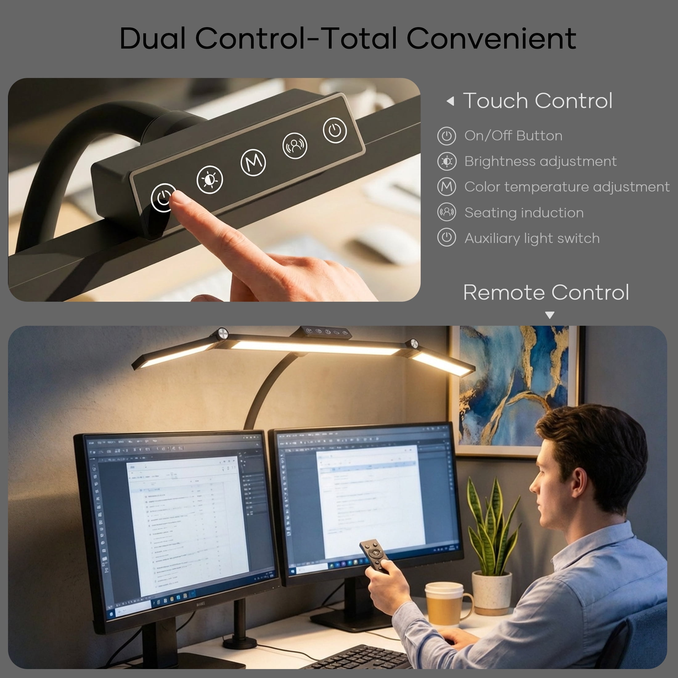 ORFELD 28.3" LED Foldable Desk Lamp with Clamp, Architect Light with Remote, Eye-Caring Lamp for Home Office, Reading, Study(Black)