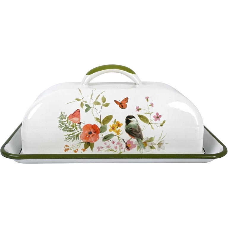 Vintage Gourmet® White Traditional Enamel Steel Butter / Cheese Dish with Covered Lid & Handle Vintage Gourmet® White Traditional Enamel Steel Butter / Cheese Dish with Covered Lid & Handle