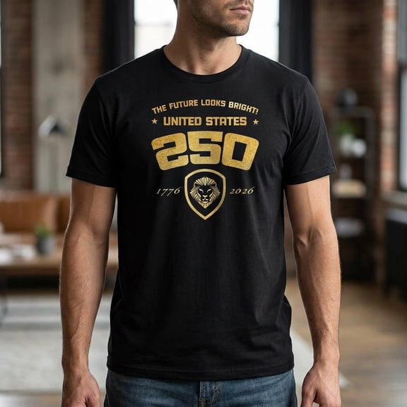 USA 250 Patriotic T-Shirt 1776–2026, United States Anniversary Shirt, Gold Graphic Basic Cotton Tee, Fourth of July Shirt