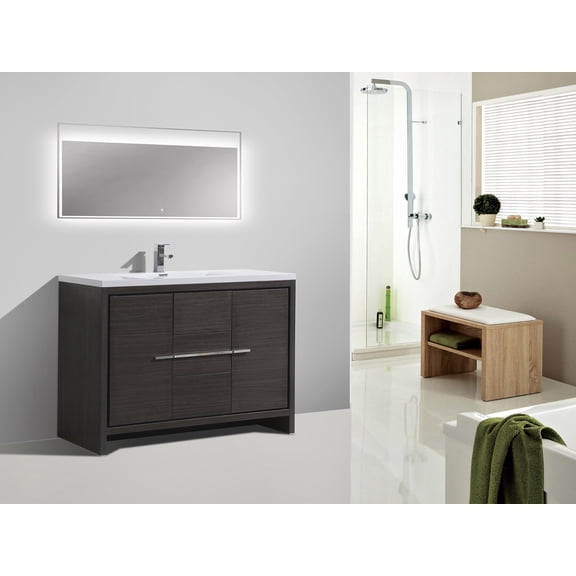 Alma Allier 60" Matt Gray Single Sink Vanity With A Integrated Sink