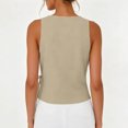 thumbnail image 6 of New Sleeveless Tops for Women Round Neck Tie Front Linen Tank Tops Fashion Versatile Summer Vacation Tanks Khaki XXL, 6 of 8