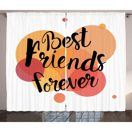 Best Friend Curtains 2 Panels Set, Best Friends Forever Calligraphy Print, Window Drapes for Living Room Bedroom, 108