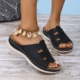 thumbnail image 5 of Rokment Womens Wedges Slides Sandals Comfortable Orthopetic Leather Memory Foam Arch Support Platform Walking Slip on Beach Summer Dress Slippers Black Size 6.5, 5 of 8