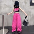 thumbnail image 3 of WOYY Girls High Waist Wide Leg Cargo Pants Baggy Drawstring Streetwear Pants, Sizes 6-16, 3 of 4