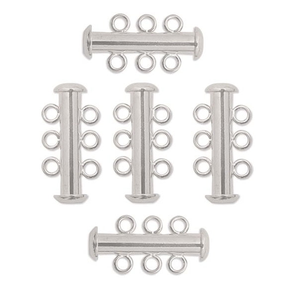 20 Sets Silver Plated Brass Multi Strand Slide Magnetic Clasps Connectors 