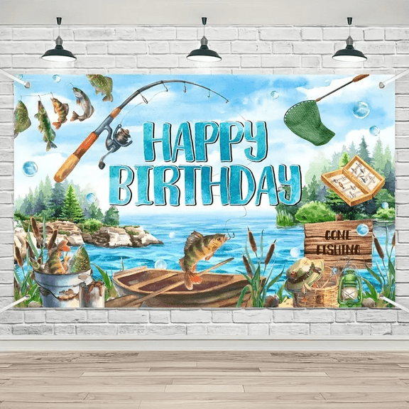 1 Piece, Birthday Fish Theme Background Canvas, Multiple Sizes to Choose, Multi-Purpose Studio Background, Photo Props for Holiday Decoration and Party Family Celebration