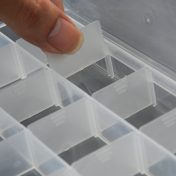 15 Slots Adjustable Plastic Fishing Lure Hook Tackle Box Storage Case  Organizer