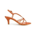 thumbnail image 3 of BLISSFUL STEP Women's Shoes Strappy Slingback Kitten Heel Sandals Orange 8, 3 of 8