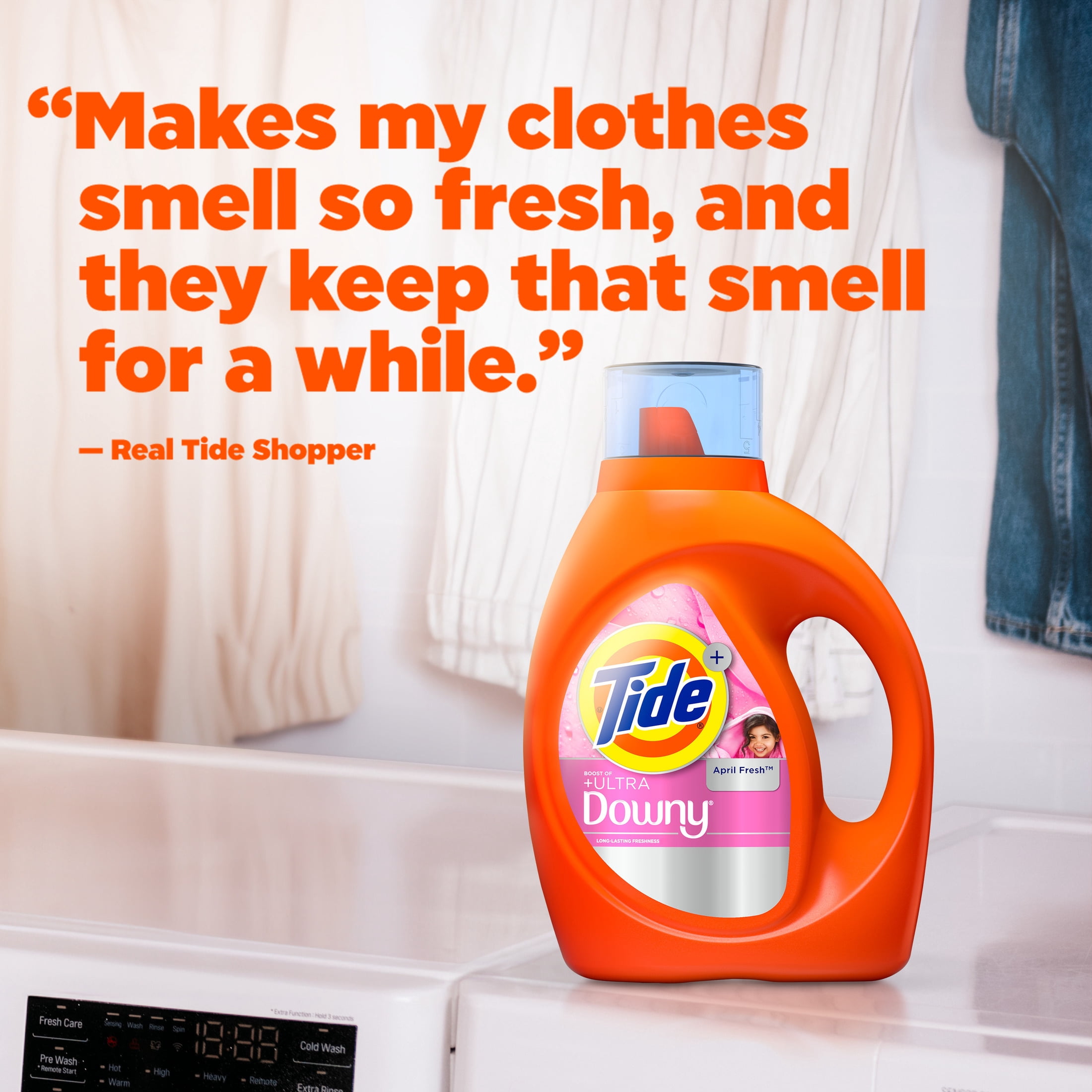 Tide Laundry Detergent Liquid Plus a Boost of Ultra Downy, April Fresh Scent, 27 fl oz, 19 Loads
