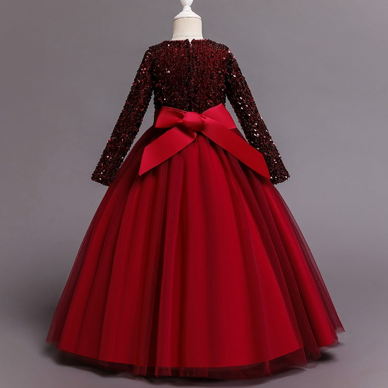 Girl Red Dress with Sleeves and Rhinestone for wedding, pageant, graduation, Birthday , New Year and Eid 6 years old. - Walmart.com Girl Red Dress with Sleeves and Rhinestone for wedding, pageant, graduation, Birthday , New Year and Eid 6 years old. - Walmart.com