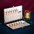 thumbnail image 5 of 30 Pieces Silverware Set with Flatware Organizer, Stainless Steel Cutlery Set for 6, Utensil Sets kitchen with Steak Knives, Rust-proof, Mirror Polished, Dishwasher Safe, Rose Gold, 5 of 7