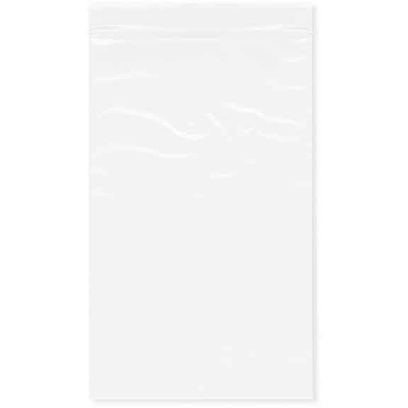Plymor 5" x 8" (Pack of 100), White 2 Mil Zipper Reclosable Plastic Bags